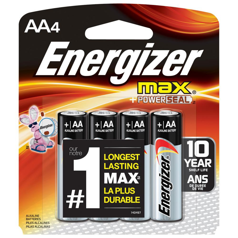 Energizer Max AA Alkaline Batteries - 4 Pack - E91BP-4 (48 Pieces)