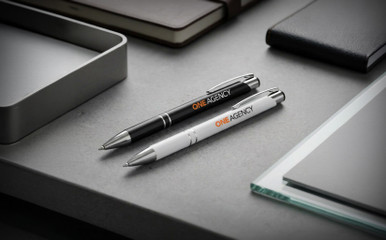 New metal  pens in black or white.