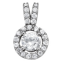 14k White Gold Diamond Halo Pendant (.65cts apx.)