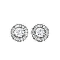 Diamond Halo Earring set in 14k White Gold (.76ct tw.)
