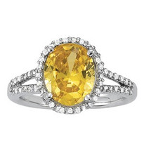 Citrine Diamond Ring set in 14k White Gold (.44ct)