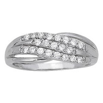 Diamond 3 Row Fashion Ring set in 14k White Gold (.26ct)