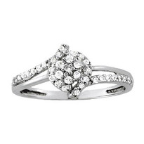 Diamond Cluster Ring set in 14k White Gold (.22ct)