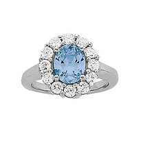 Blue Topaz Diamond ring set in 14k White Gold (1.2ct)