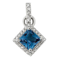 1.25ct Sapphire Diamond Pendant set in 14k White Gold (.10ct)