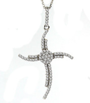 Fashion Diamond Cross Pendant set in 14k White Gold (.28ct)