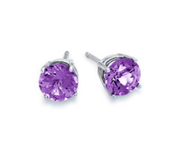 Round Amethyst Earring set in 14k White Gold (2.60ct t.w)