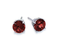 Round Garnet Earring set in 14k White Gold (3.20ct t.w)