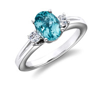 Oval Blue Topaz and Diamond Ring set in 14k White Gold (8x6mm - 1.60ct)