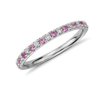 Pavé Pink Sapphire and Diamond Ring in 14K White Gold (.40ct t.w)