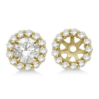 14k Yellow Gold Round Diamond Earring Jackets for 5MM studs (0.50ct)
