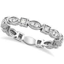 14k White Gold Antique Style Diamond Eternity Ring Band (0.36ct)