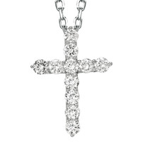 14k White Gold Cross Pendant .25ct t.w - With 18" Chain