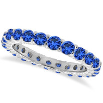 14k White Gold Blue Sapphire Eternity Ring Anniversary Band (1.07ct)