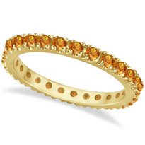 14K Yellow Gold Citrine Eternity Stackable Ring Band (.75ct)