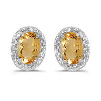 14k White Gold Diamond and Citrine Earrings (.94ct t.w)