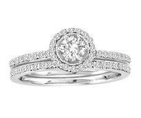 14k White gold Diamond Engagement Ring Set .58ct t.w
