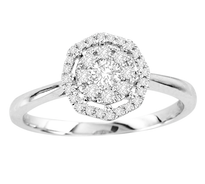 14k White Gold Octagon Diamond Engagement Ring .35ct t.w