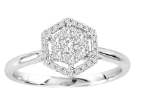 14k White Gold Hexagon Diamond Engagement Ring .35ct t.w