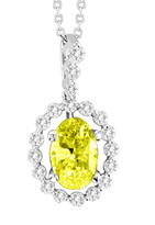 14k White Gold Oval Yellow Diamond Pendant (1.50ct t.w) with 16" Chain
