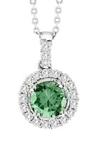 18k White Gold Green Diamond Pendant (1.02ct t.w) with 16" Chain