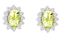 14k White Gold Yellow Diamond Oval Earrings (2.15ct t.w)