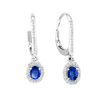 14k White Gold Oval Sapphire Earrings (1.41ct t.w)