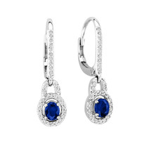 14k White Gold Oval Sapphire Earrings (1.42ct t.w)