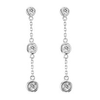 "Diamonds by The Yard" 14k White Gold Bezel Set Drop Earrings .25ct (1/4ct)
