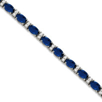 14k White Gold Diamond & Oval Cut Sapphire Tennis Bracelet  (13.66ctw)