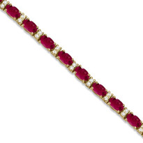 14k White Gold Diamond & Oval Cut Ruby Tennis Bracelet  (8.05ctw)