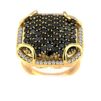 "Ilano Collection" 18k Yellow Gold Black Diamond with Diamond Ring (1.53ct t.w)