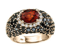 "ILANO Collection" 18k Rose Gold Garnet and Black Diamond Ring (6.55ct t.w)