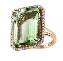 "ILANO Collection" 18k Rose Gold Green Amethyst and Diamond Ring (26.51ct t.w)