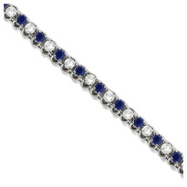 Round Blue Sapphire & Diamond Tennis Bracelet in 14k White Gold (4.75ct t.w)
