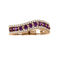 14k Rose Gold Purple and White Diamond Ring (.64ct t.w) 