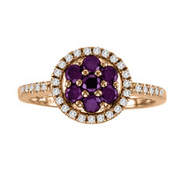 14k Rose Gold Purple and White Diamond Flower Ring (.79ct t.w)
