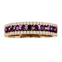 14k Rose Gold Purple and White Diamond Ring (.83ct t.w)