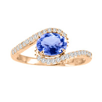 14k Rose Gold Oval Tanzanite and Diamond Ring (1.31ct t.w)