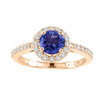 14k Rose Gold Round Tanzanite and Diamond Halo Ring(1.43ct t.w)
