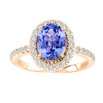 14k Rose Gold Oval Tanzanite and Diamond Ring (2.48ct t.w)
