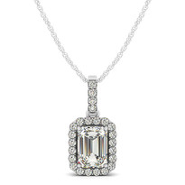 14k White Gold Emerald Cut Diamond Pendant (.47ct t.w)