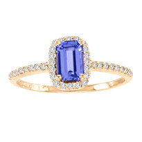 14k Rose Gold Emerald Cut Tanzanite and Diamond Ring(1.15ct t.w)