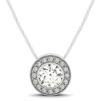 14k White Gold 1/3CT Diamond Circle Pendant(.44ct t.w)