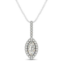 14k White Gold 1.00CT Marquise Diamond Necklace(1.20ct t.w)