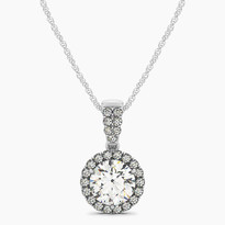 14k White Gold 1/2CT Round Diamond Halo Pendant(.70ct t.w)