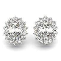 14k White Gold Oval Diamond Earrings (1.00ct t.w)