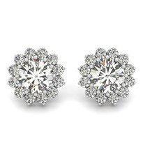 14k White Gold Round Diamond Earring (2.00ct t.w)