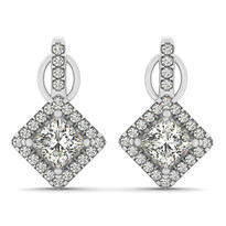 14k White Gold Square Diamond Earrings(.75ct t.w)