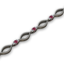 1.52ct t.w Diamond and Ruby Fashion Bracelet in 14k White Gold